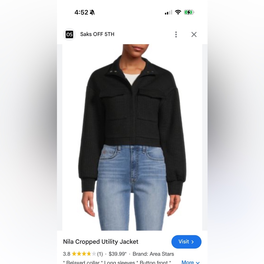 Black Nila Bomber Jacket Ribbed Cuffs